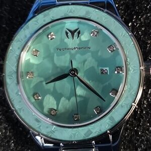 NEW TechnoMarine Sea Seafoam Glow Women's Watch 33mm Steel TM-725056 w/Box #0451